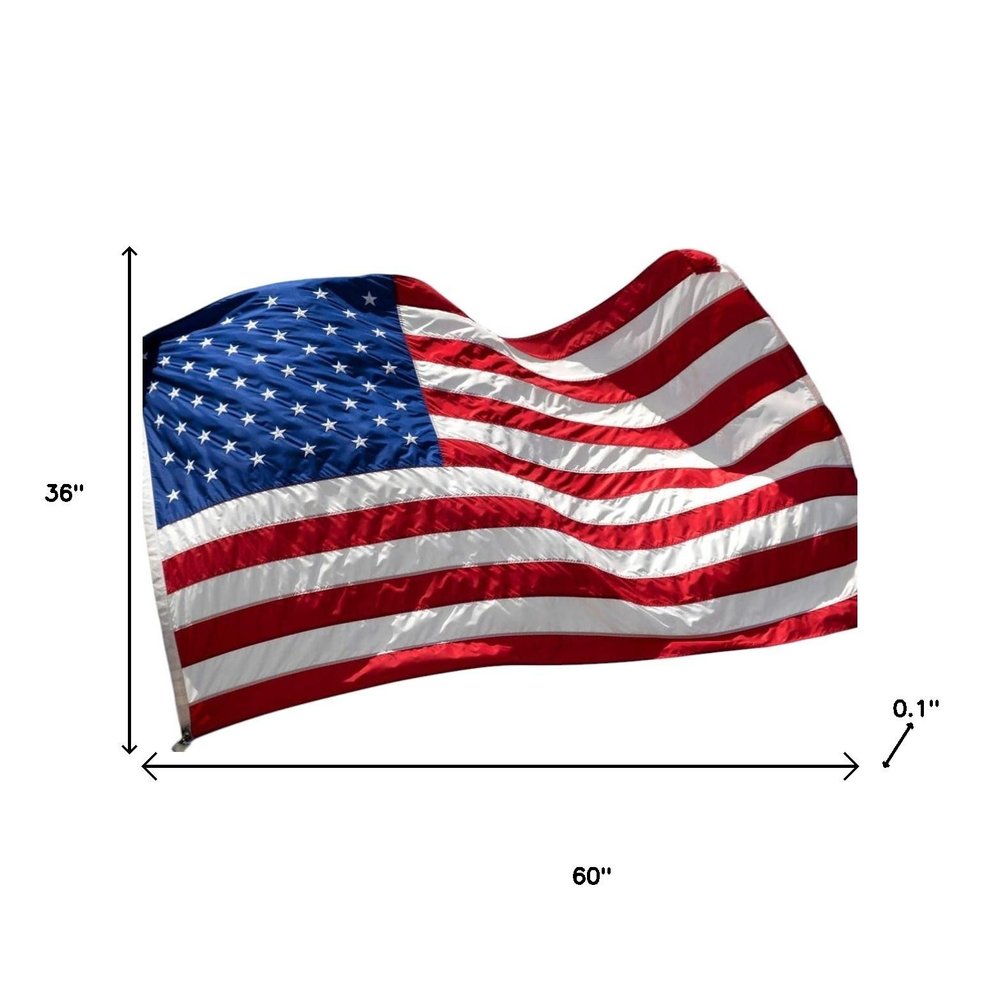 Set of Two Red White And Blue Embroidered Nylon American Flags