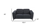Two Piece Indoor Dark Gray Italian Leather Five Person Seating Set