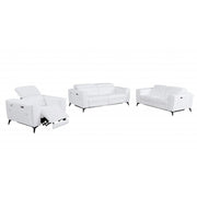 Three Piece White Italian Leather Six Person Seating Set