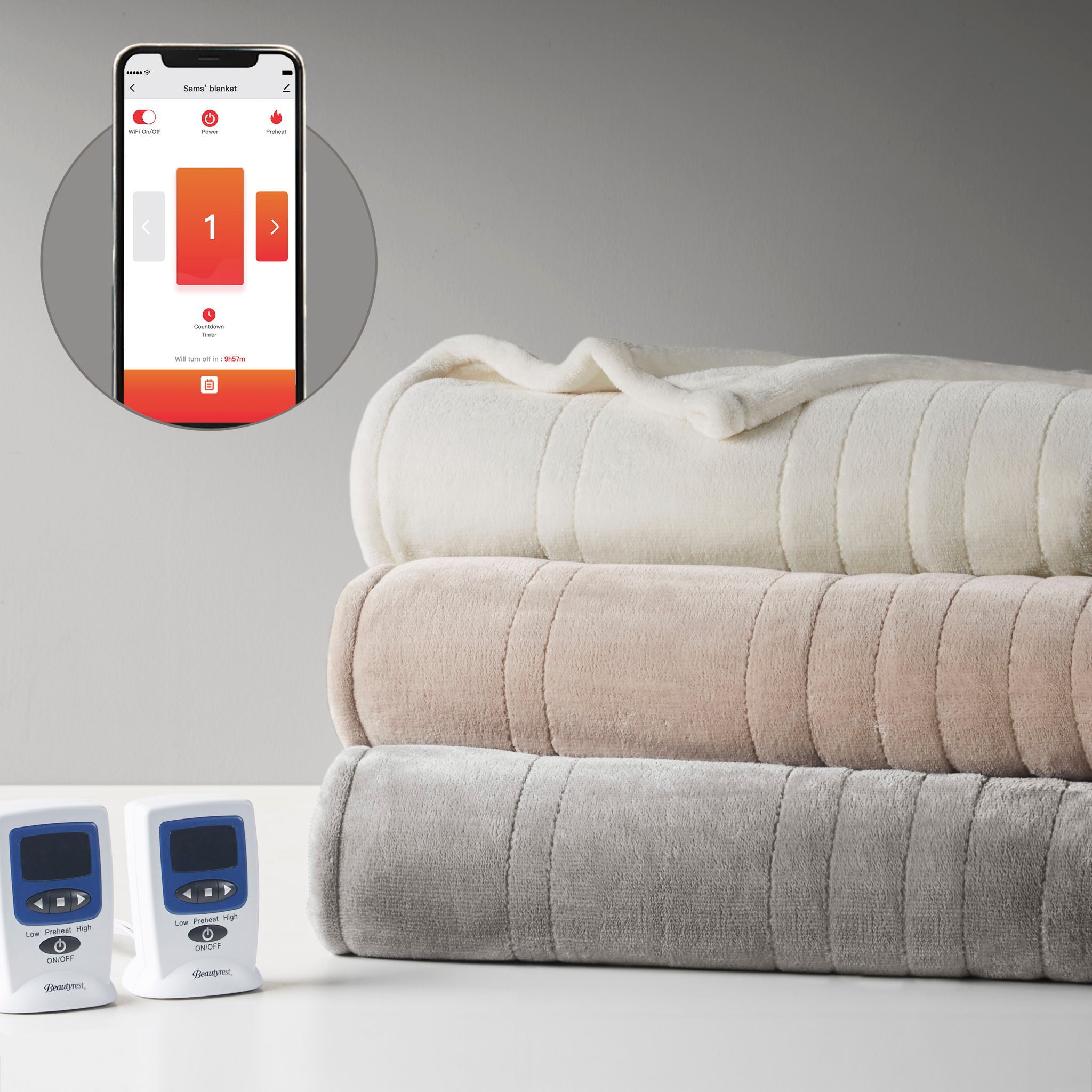 Microplush - Queen Heated Blanket With Wifi Technology - Gray