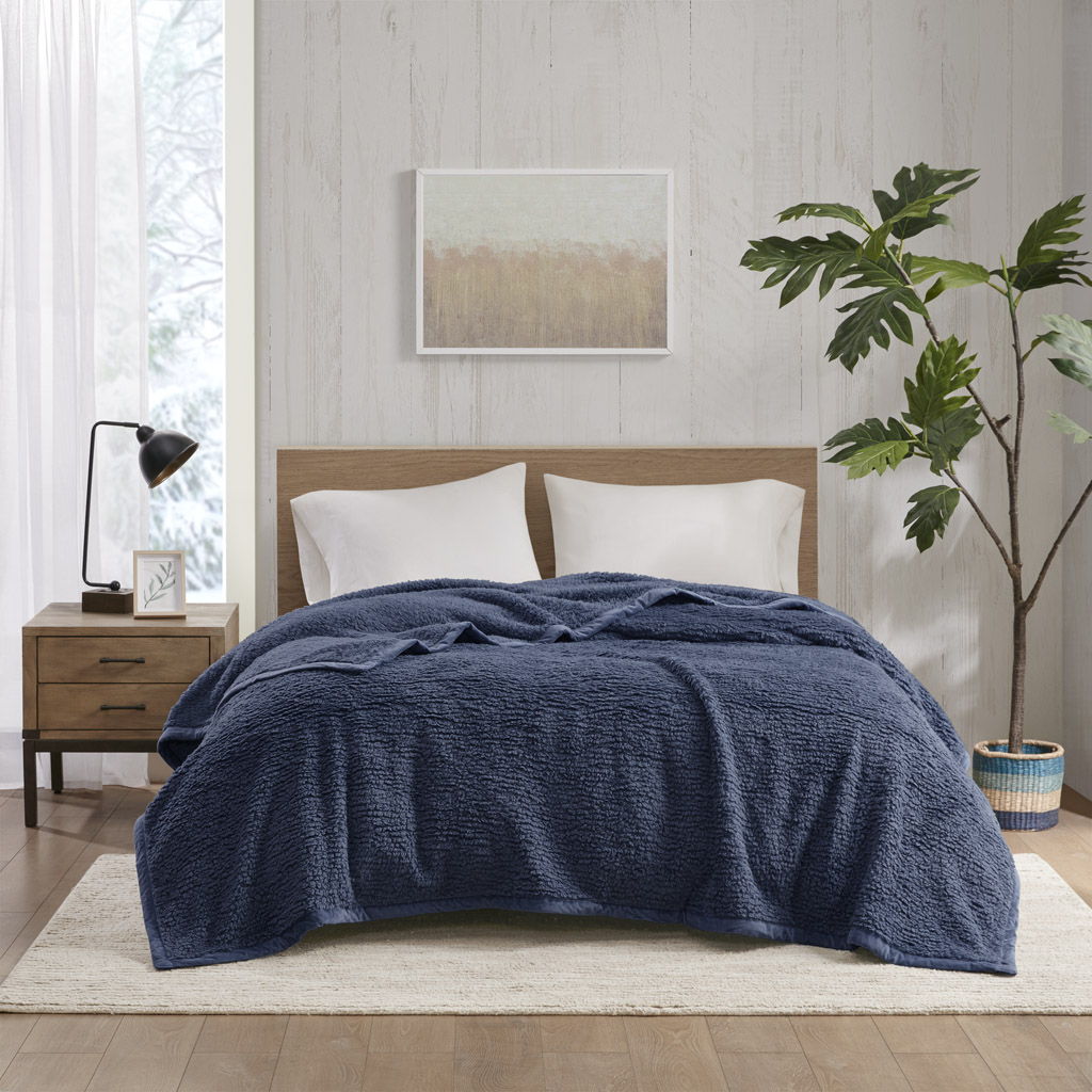 Burlington - Twin Berber Blanket - Navy