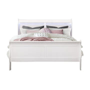 White Wood Lighted Full Bed Frame