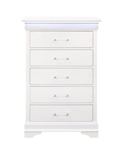 16" Blue Solid Wood Five Drawer Chest With LED Lighting