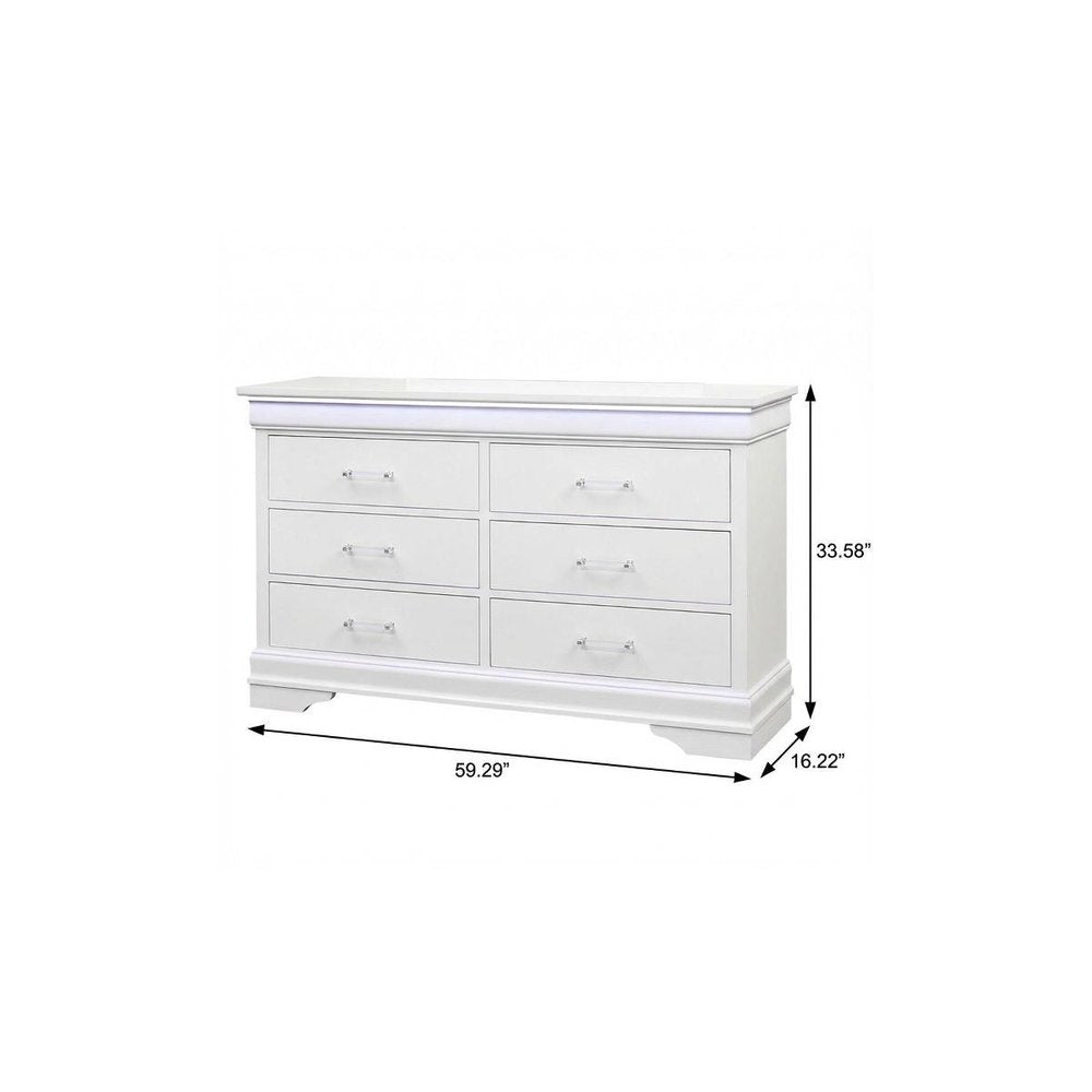 16" Blue Solid Wood Five Drawer Chest With LED Lighting
