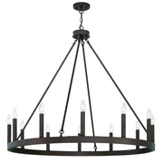 Bronze Candle Style Twelve Light Metal Dimmable Chandelier