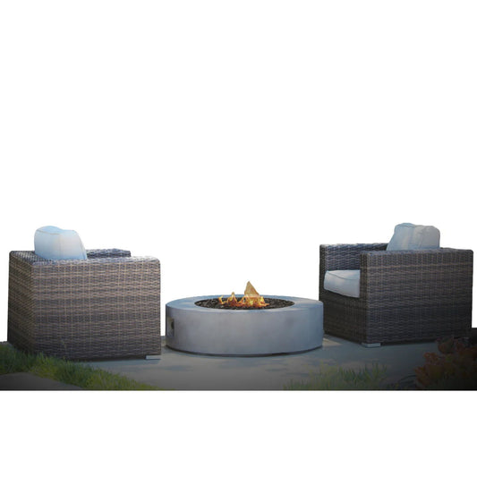 Patio Conversation Set For 2 With Cushions And Fire Pit - Brown
