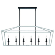 Black And White Candle Style Six Light Metal Dimmable Chandelier