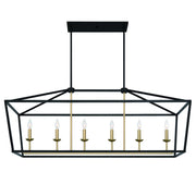 Black And Gold Candle Style Six Light Metal Dimmable Chandelier