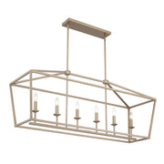 Brass Candle Style Six Light Metal Dimmable Chandelier