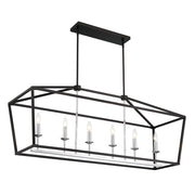 Black Candle Style Six Light Metal Dimmable Chandelier