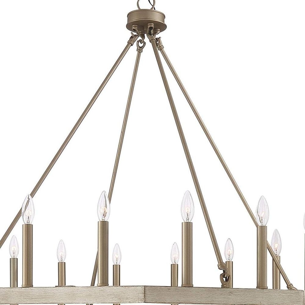 Brass Candle Style Multi Light Metal Dimmable Chandelier