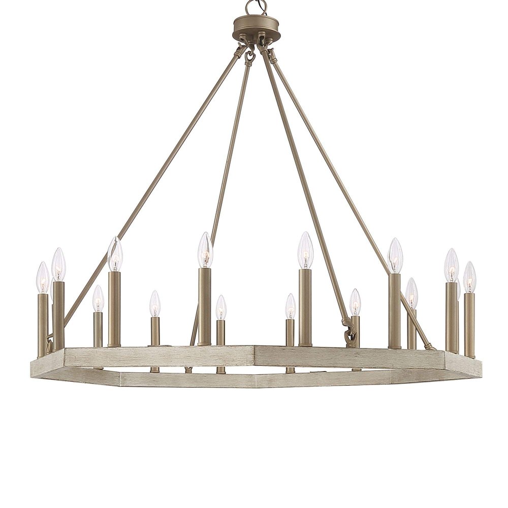 Brass Candle Style Multi Light Metal Dimmable Chandelier