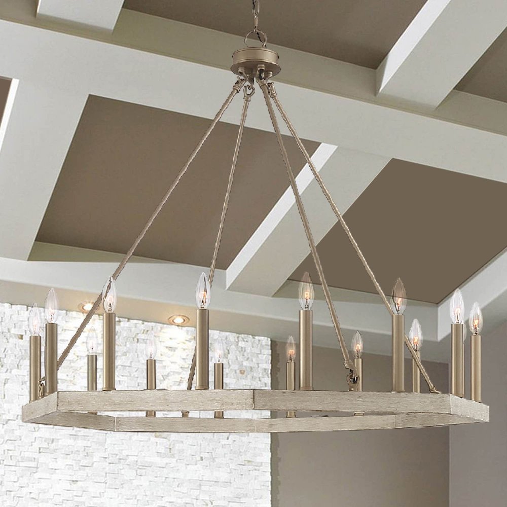 Brass Candle Style Multi Light Metal Dimmable Chandelier