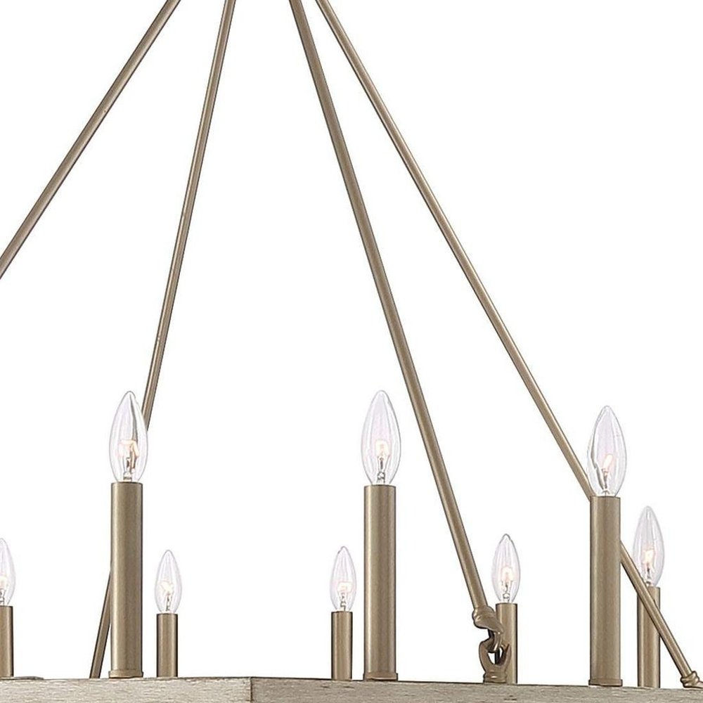 Brass Candle Style Multi Light Metal Dimmable Chandelier