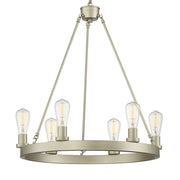 Silver Candle Style Six Light Metal Dimmable Chandelier