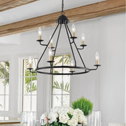 Black And Gold Candle Style Eight Light Metal Dimmable Chandelier