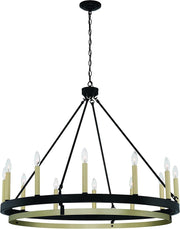 Black Candle Style Twelve Light Metal Dimmable Chandelier