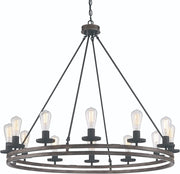 Brown And Black Candle Style Twelve Light Metal Dimmable Chandelier