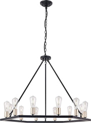 Black And Gold Candle Style Twelve Light Metal Dimmable Chandelier