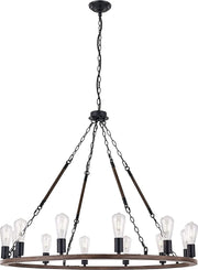 Brown And Black Candle Style Twelve Light Metal Dimmable Chandelier