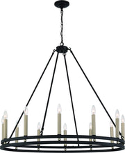 Black And Gold Candle Style Twelve Light Metal Dimmable Chandelier