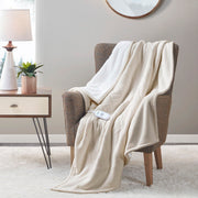 Fleece to Sherpa - Heated Throw - Tan