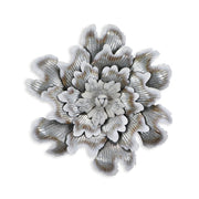 27" X 27" Gray and Off White Galvanized Metal Flower Hanging Dimensional Sculpture