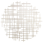 37" X 38" Silver Metal Abstract Lines Round Hanging Dimensional Sculpture
