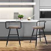 Set of Two 24" Black Steel Low Back Counter Height Bar Chairs