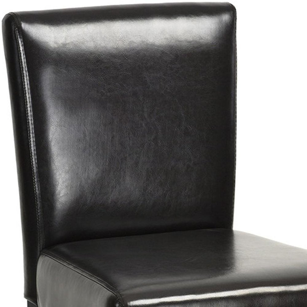 Set of Two 28" Brown and Black Faux Leather and Steel Bar Height Bar Chairs