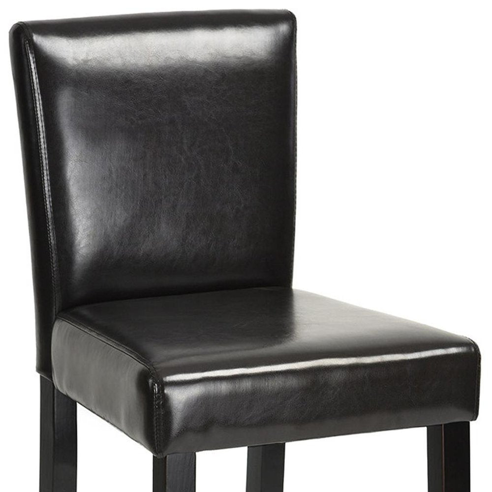 Set of Two 28" Brown and Black Faux Leather and Steel Bar Height Bar Chairs