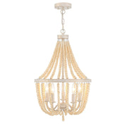 Gold And White Candle Style Five Light Metal Dimmable Chandelier