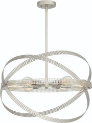 Silver Kitchen Island Six Light Metal Dimmable Chandelier