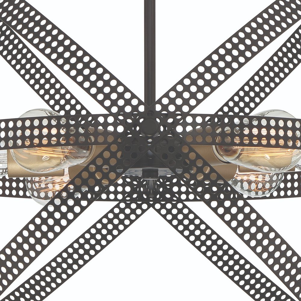 Black And Gold Kitchen Island Six Light Metal Dimmable Chandelier