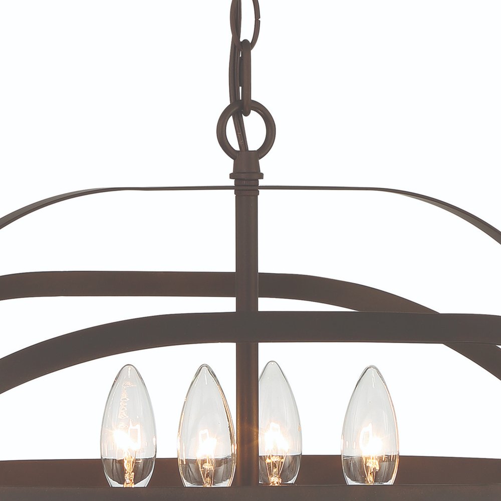 Bronze Candle Style Four Light Metal Dimmable Chandelier