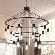 Black Candle Style Multi Light Metal Dimmable Chandelier