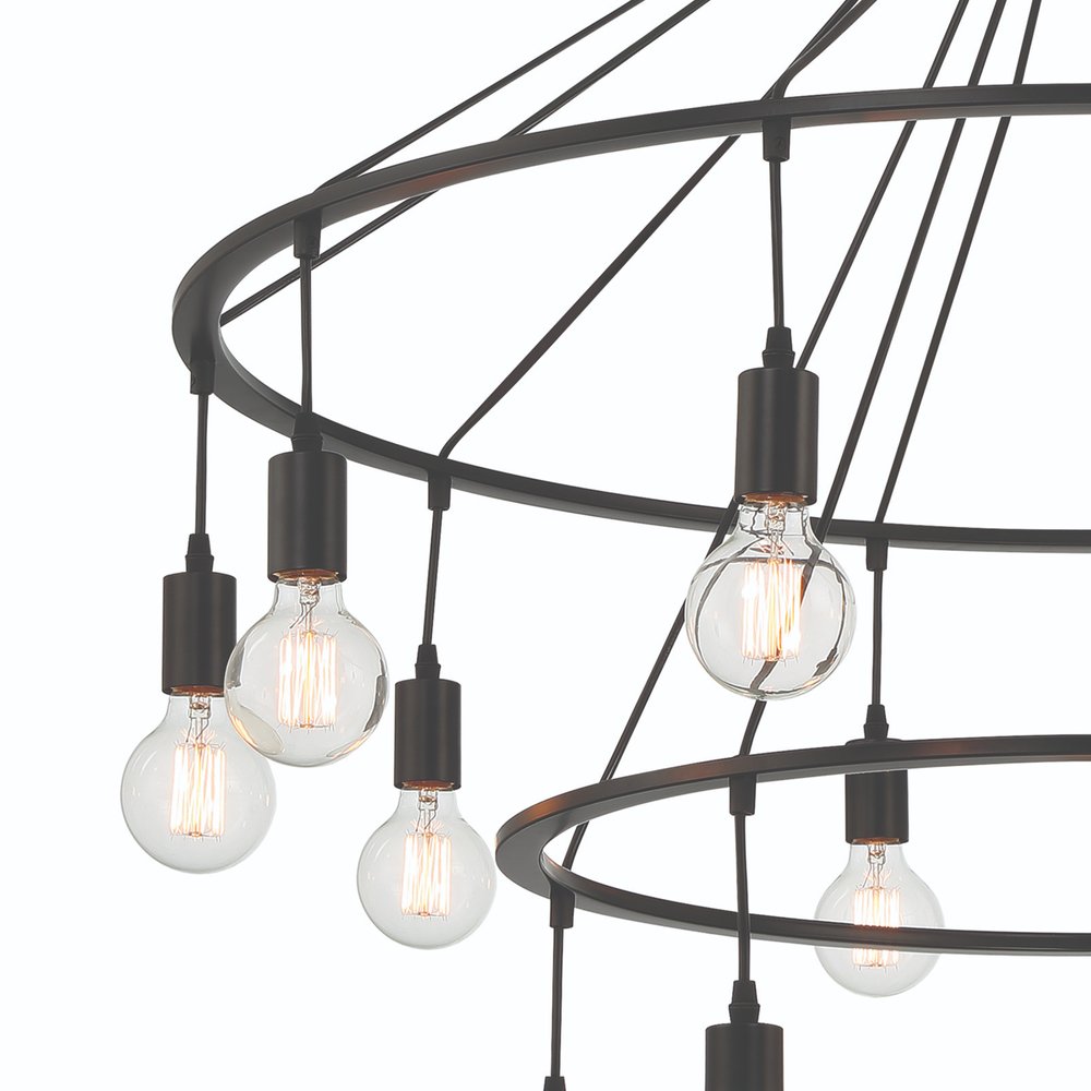 Black Candle Style Multi Light Metal Dimmable Chandelier