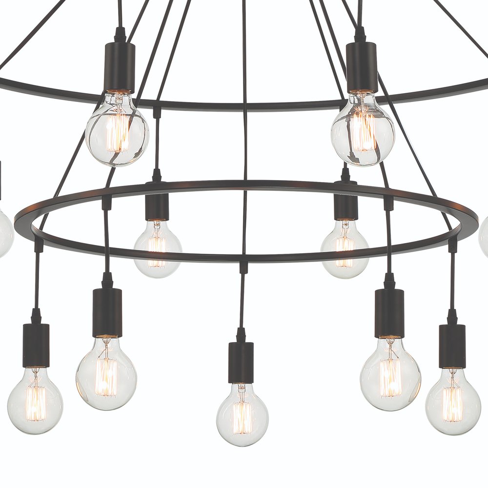 Black Candle Style Multi Light Metal Dimmable Chandelier