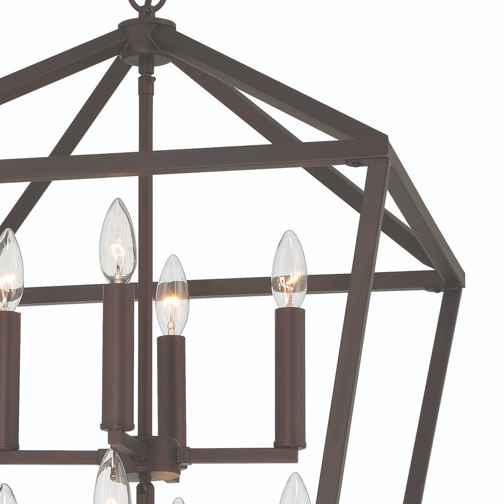 Bronze Candle Style Eight Light Metal Dimmable Chandelier