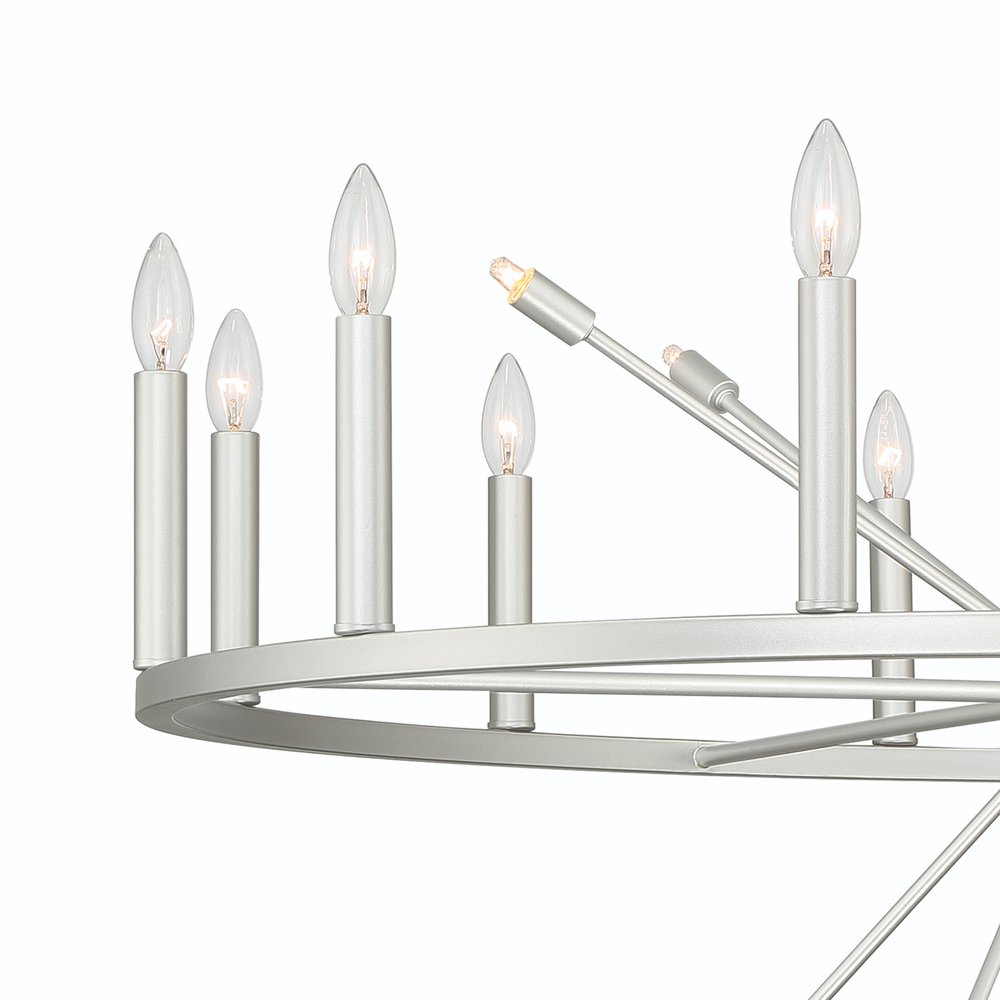 Silver Candle Style Multi Light Metal Dimmable Chandelier