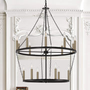 Black And Gold Candle Style Multi Light Metal Dimmable Chandelier