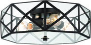 Black Unique Statement Four Light Metal Dimmable Flush Chandelier With Clear Shades
