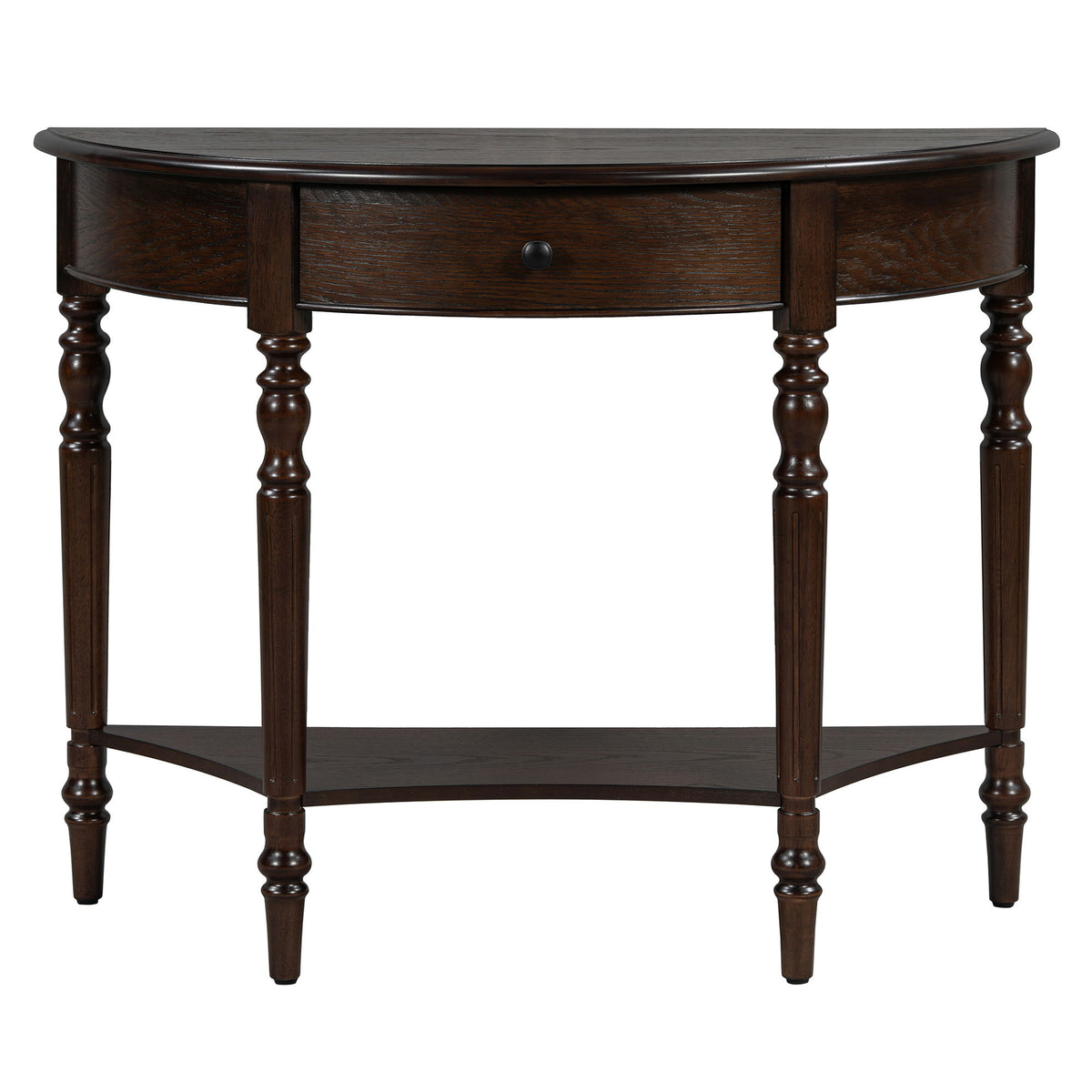 Half Moon Console Table With Drawer & Shelf