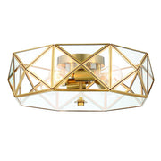 Brass Unique Statement Four Light Metal Dimmable Flush Chandelier
