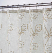 72" Ivory And Beige Embroidered Floral Shower Curtain