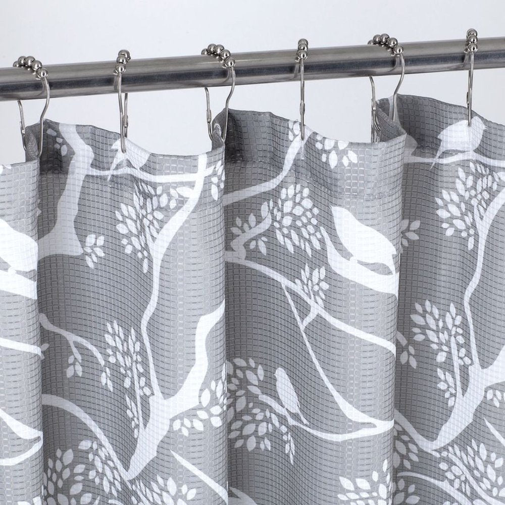 72" Gray And White Bird Shower Curtain