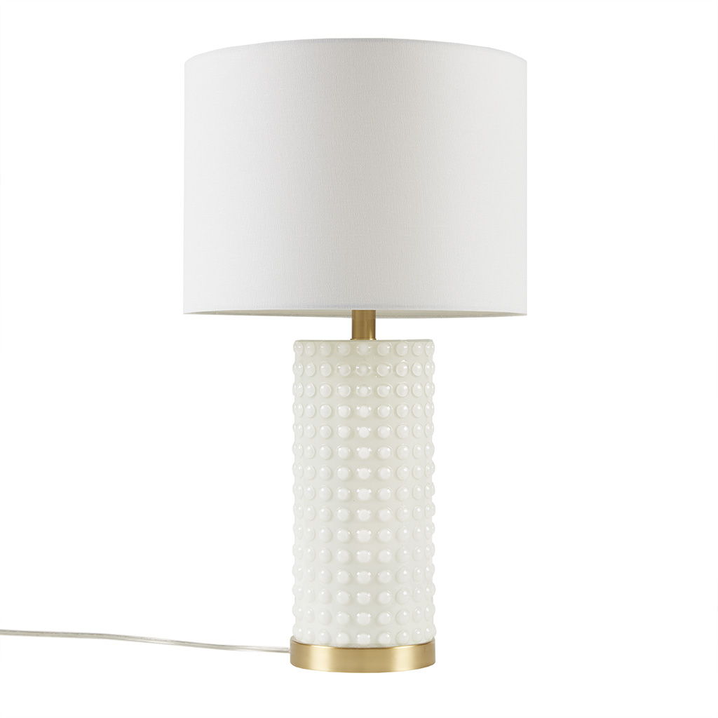 Grace Ivy - Textured Dot Table Lamp - White / Gold