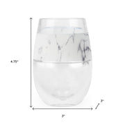Clear White And Black Tritan Plastic Convex Curve Shape Stemless All Purpose Wine Glass