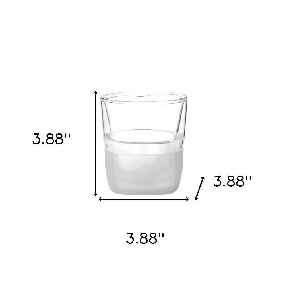 Set of Two Clear Crystal Glass Straight Shape Stemless Whiskey Glass