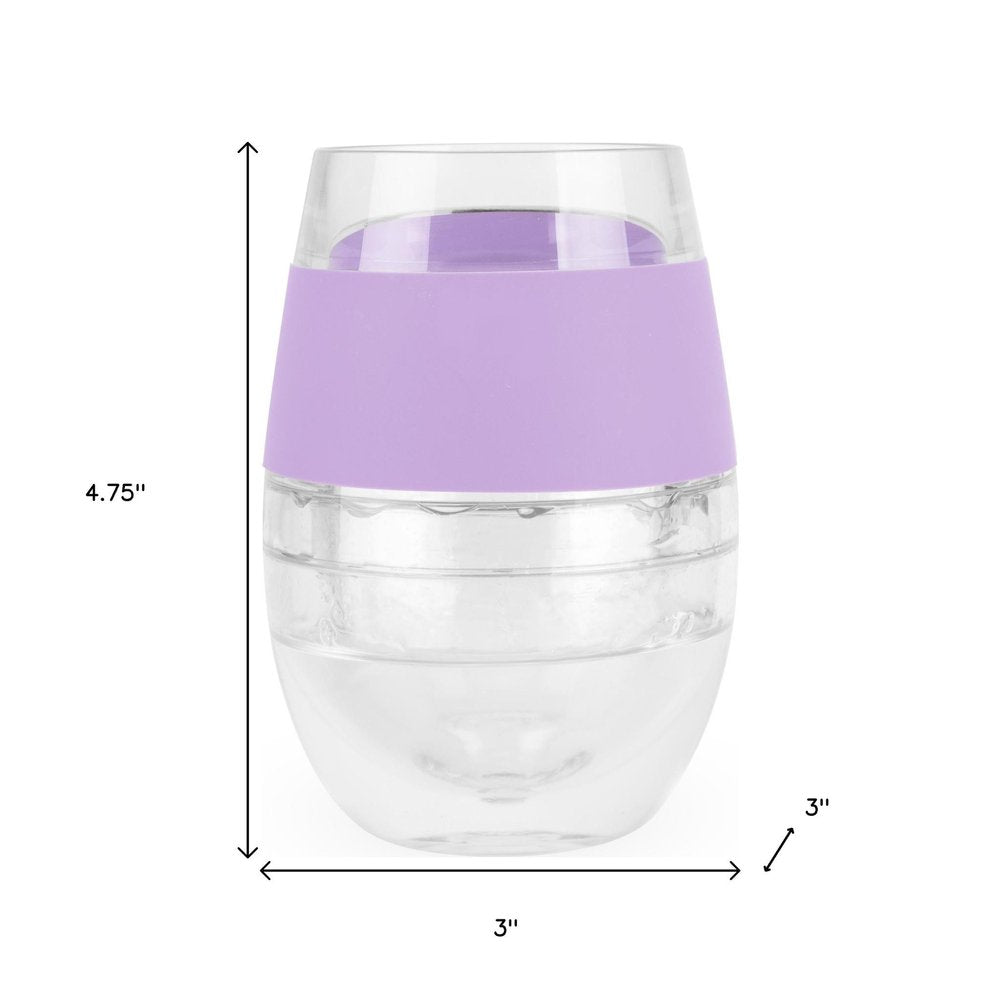 Clear And Lavender Tritan Plastic Convex Curve Shape Stemless All Purpose Wine Glass